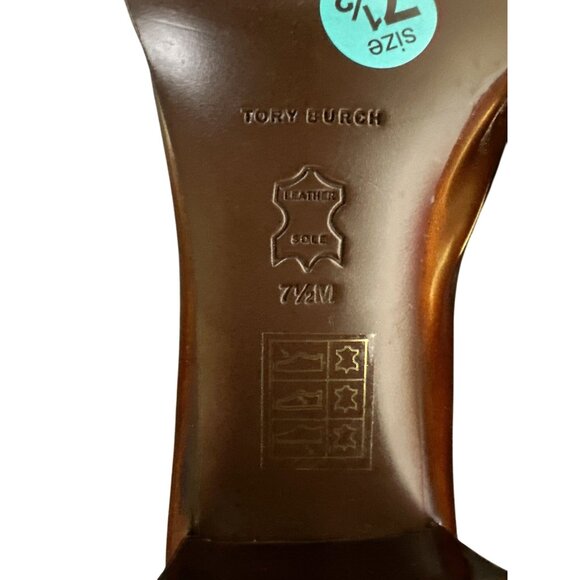 Tory Burch Brown Leather Block Heel Loafers w/Buckle detail Size 7.5 - Picture 8 of 11